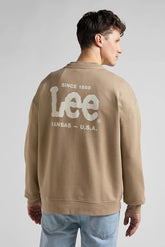 LEE LOGO LOOSE MĘSKA BLUZA KLASYCZNA NADRUK CREW CLAY L82ESP56 112145607